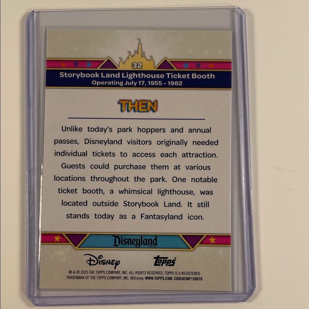 Topps Disneyland 70 Storybook Land Lighthouse Trading Card - Red/White - Picture 2 of 2